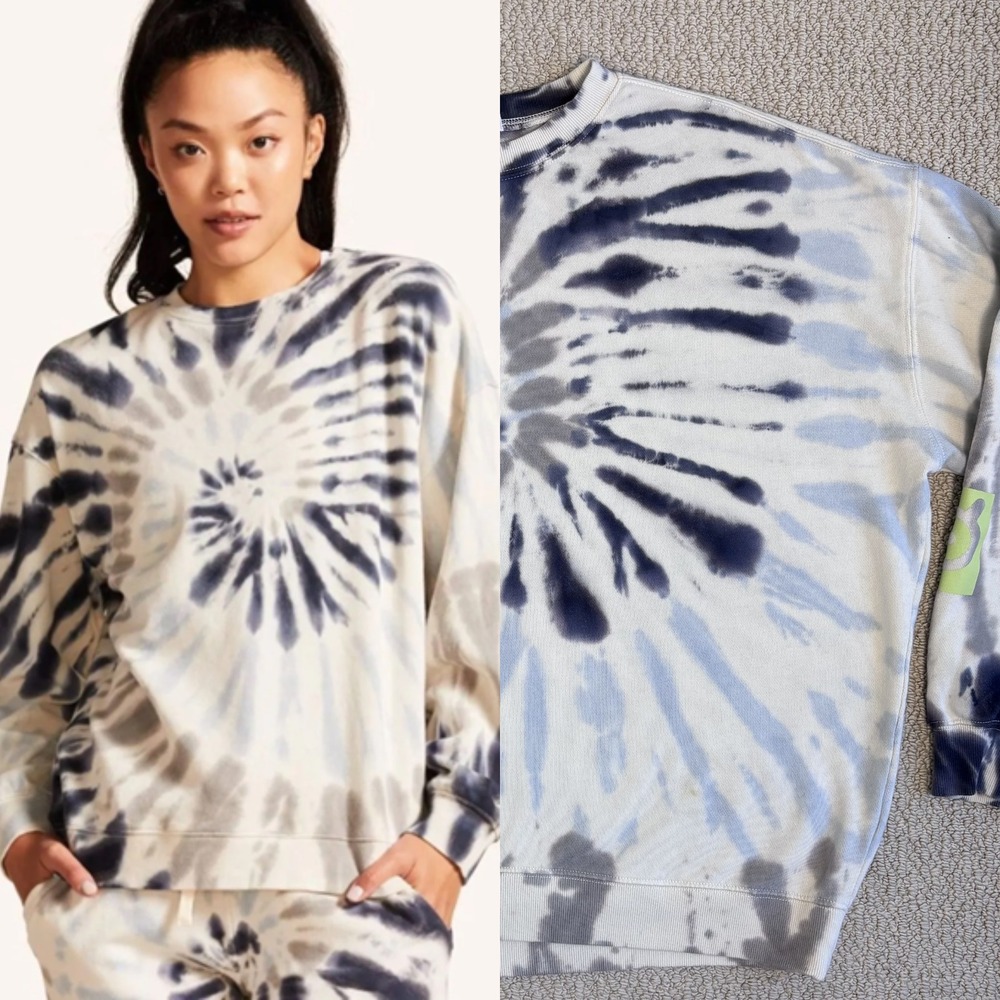 Peloton Spiral Tie Dye Crewneck Sweatshirt Cotton Womens Large Blue Grey Sporty